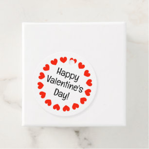 Happy Valentine's Day round red heart custom Favour Tags