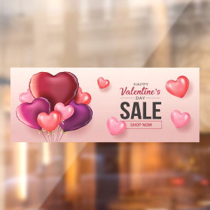 Happy Valentine's Day Sale Heart Balloons Window Cling