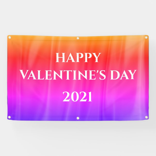 Happy Valentine's Day Satin Look Bright Colourful Banner (Horizontal)