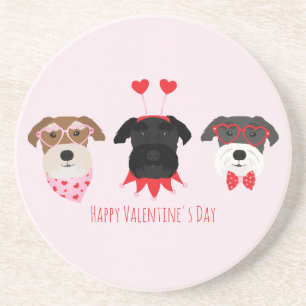 Happy Valentines Day Schnauzer Dogs Coaster