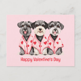 Happy Valentines Day Schnauzer Dogs Holiday Postcard