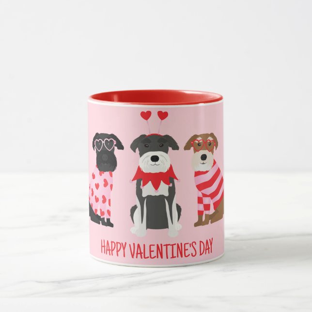 Happy Valentines Day Schnauzer Dogs Mug (Center)