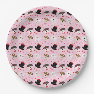 Happy Valentines Day Schnauzer Dogs Paper Plate