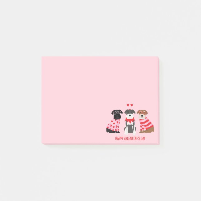 Happy Valentines Day Schnauzer Dogs Post-it Notes (Front)