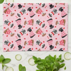 Happy Valentines Day Schnauzer Dogs Tea Towel