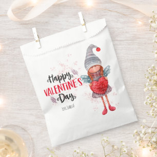 Happy Valentines Day Script Pun Gnome With Heart Favour Bags