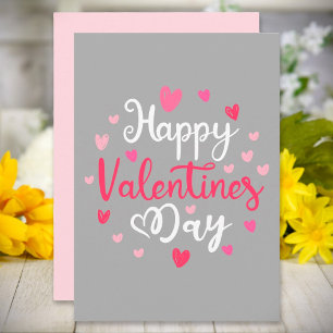 Happy Valentine's Day Script Text Hearts Holiday Card