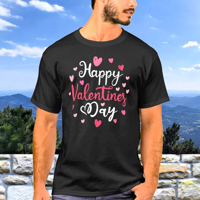 Happy Valentine's Day Script Text Hearts T-Shirt (Creator Uploaded)