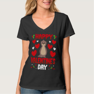 Happy Valentines Day Sea Otter Heart Love Animal L T-Shirt