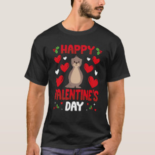 Happy Valentines Day Sea Otter Heart Love Animal T-Shirt