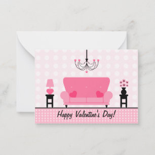 Happy Valentine's Day Set Of 100 Pink Living Room Note Card