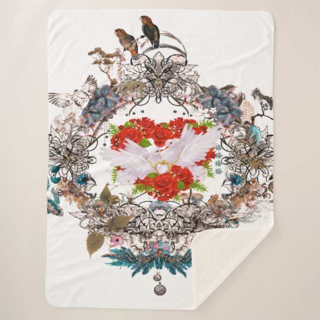 Happy valentine's day  sherpa blanket (Front)