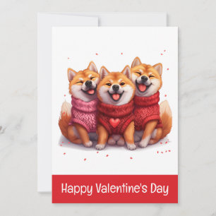 Happy Valentines Day Shiba Inu Dogs Holiday Card