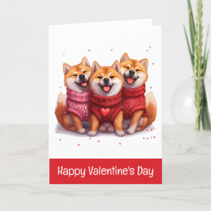 Happy Valentines Day Shiba Inu Dogs Holiday Card