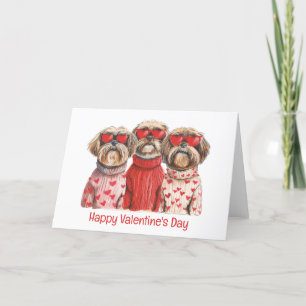 Happy Valentines Day Shih Tzu Dogs Holiday Card