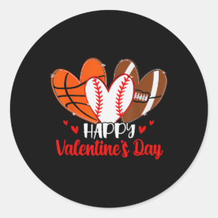 Happy Valentines Day Shirt Boys Sketll Sell Footll Classic Round Sticker
