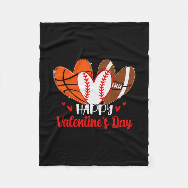 Happy Valentines Day Shirt Boys Sketll Sell Footll Fleece Blanket (Front)