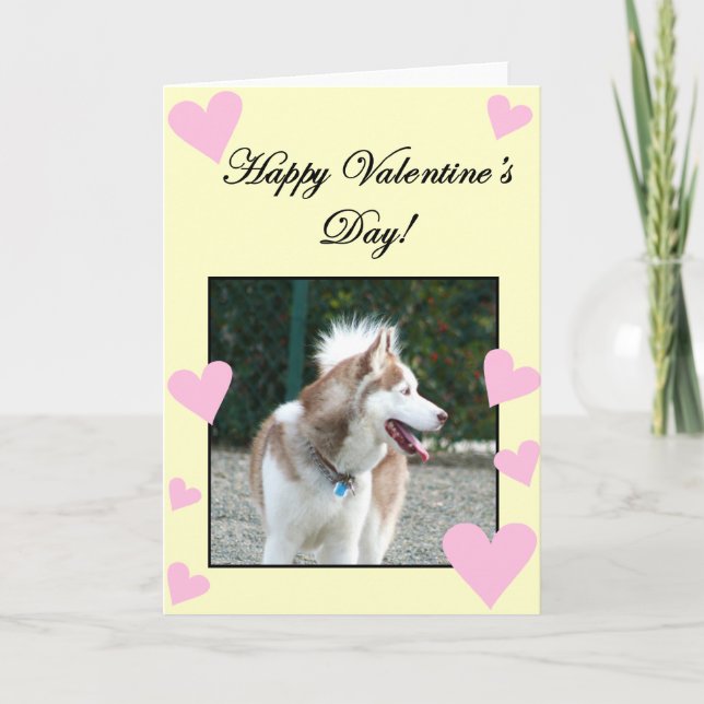 Happy Valentine's Day Siberian Husky Greeting Card (Front)