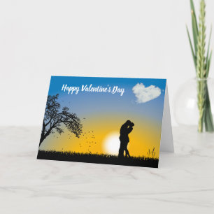 Happy Valentine's Day Silhouette couple Holiday Card