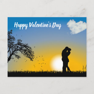 Happy Valentine's Day Silhouette couple Holiday Postcard