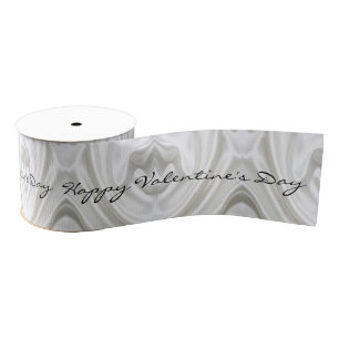 Happy Valentine's Day Silver Hearts Ribbon Grosgrain Ribbon
