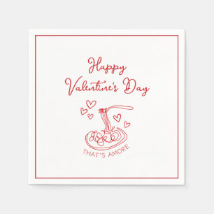 Happy Valentine's Day Simple That's Amore Red Napkin
