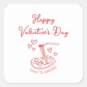 Happy Valentine's Day Simple That's Amore Red Square Sticker