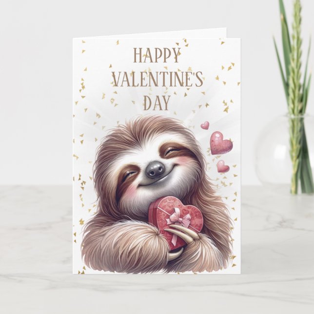 Happy Valentine's Day Sloth Card (Front)