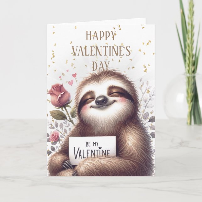 Happy Valentine's Day Sloth Card (Front)