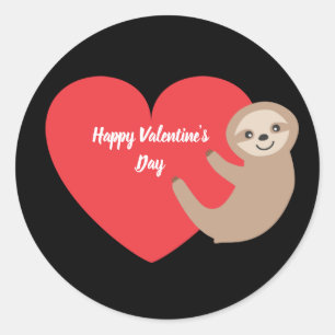 Happy Valentine's Day Sloth Classic Round Sticker