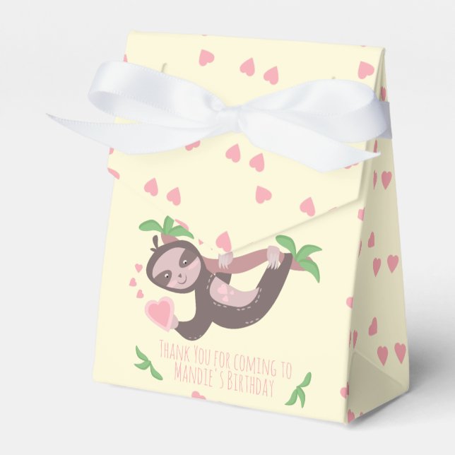 Happy Valentine's Day Sloth Hearts Birthday  Favour Box (Front Side)