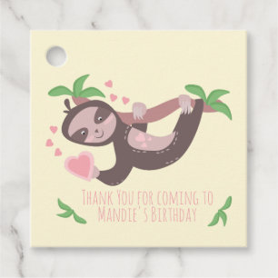 Happy Valentine's Day Sloth Hearts Birthday Favour Tags
