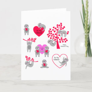 Happy Valentine's Day Sloth Holiday Card