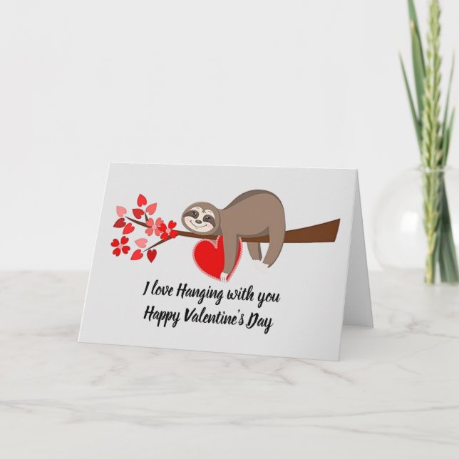 Happy Valentine's Day Sloth holiday card (Front)