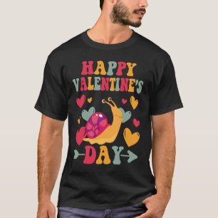 Happy Valentines Day Snail Heart Love Groovy T-Shirt