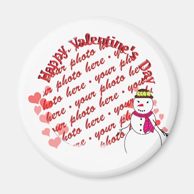 Happy Valentine's Day Snowy Sweetheart Girl Magnet (Front)