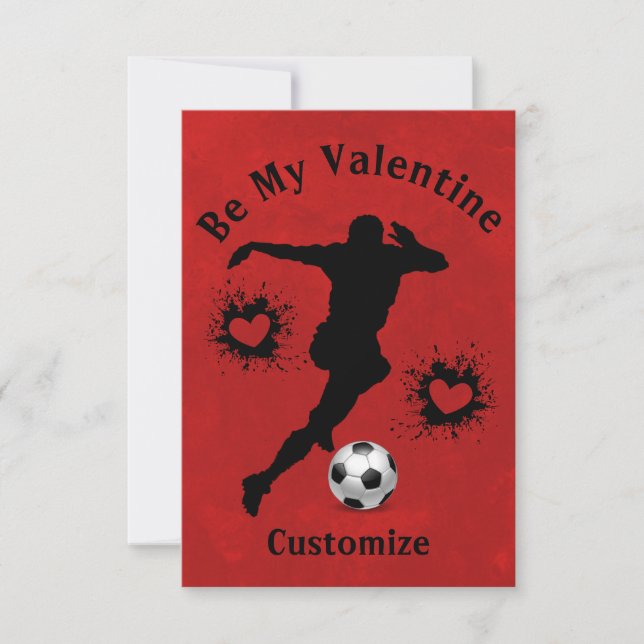 Happy Valentines Day Soccer Player Child's Card (Front)