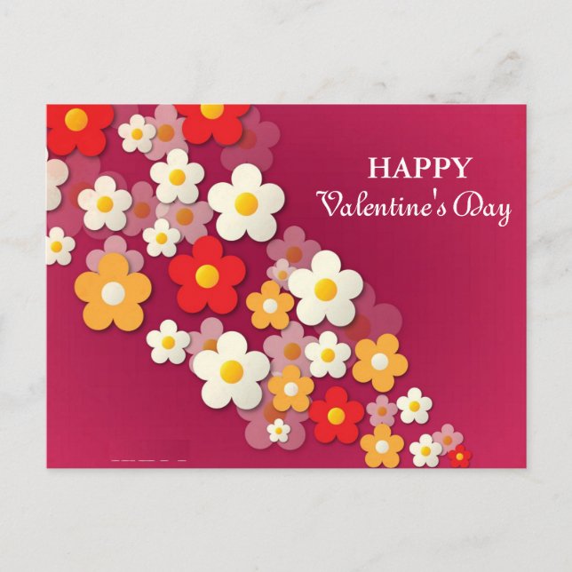 Happy Valentine's Day | Spring Floral Valentine Holiday Postcard (Front)