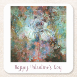 Happy Valentine's Day.  Square Paper Coaster
