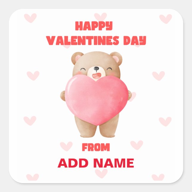 Happy Valentines Day  Square Sticker (Front)