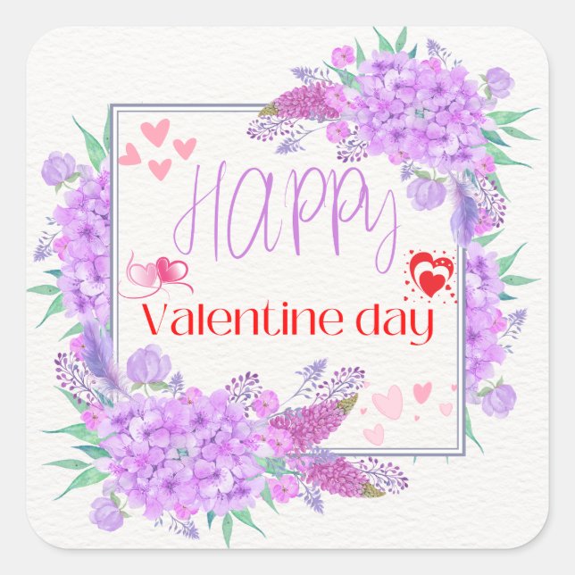 Happy Valentine's day Square Sticker (Front)