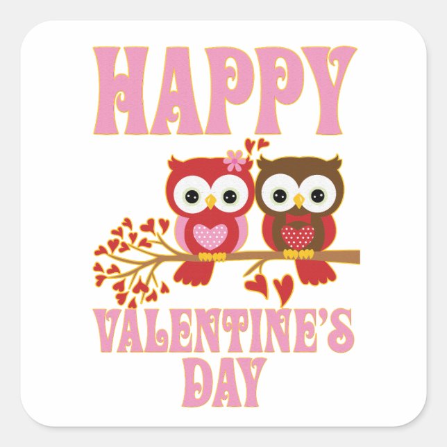 Happy Valentine's Day Square Sticker (Front)