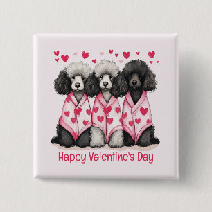 Happy Valentines Day Standard Poodle Dogs 15 Cm Square Badge