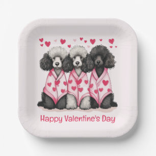 Happy Valentines Day Standard Poodle Dogs Paper Plate