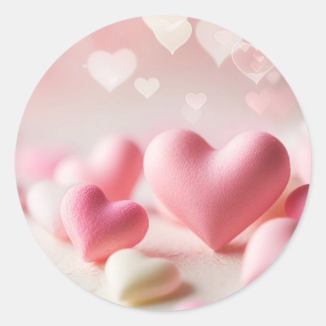 Happy Valentine's Day sticker with pink hearts (Front)