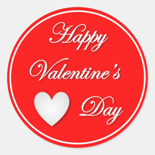 Happy Valentine's Day Sticker with White text (Front)