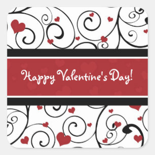 Happy Valentine's Day Stickers Hearts and Swirls
