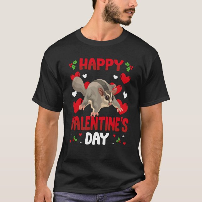 Happy Valentines Day Sugar Glider Heart Love Anima T-Shirt (Front)