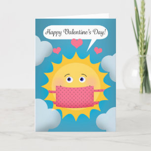 Happy Valentine's Day Sunshine in Covid Face Mask Holiday Card