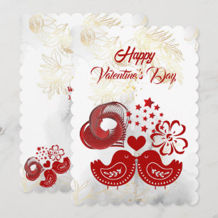 Happy Valentines Day Sweeping Heart Love Bird Card